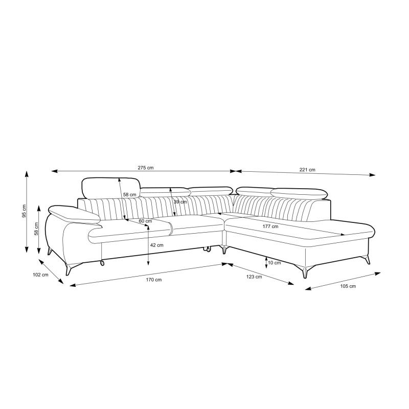 Ecksofa Ving – modernes Ecksofa mit Schlaffunktion und Stauraum