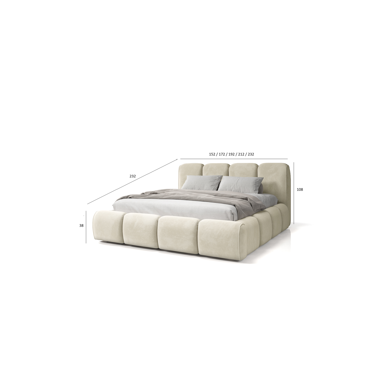 Polsterbett Beltane – Doppelbett mit Bettkasten und luxuriösem Design