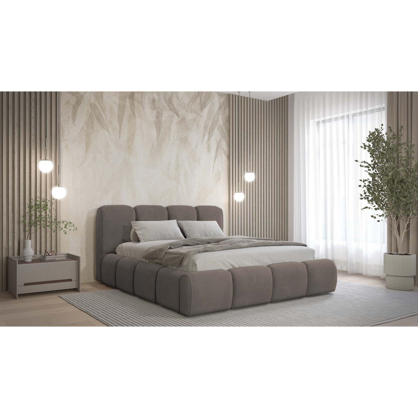 Polsterbett Beltane – Doppelbett mit Bettkasten und luxuriösem Design