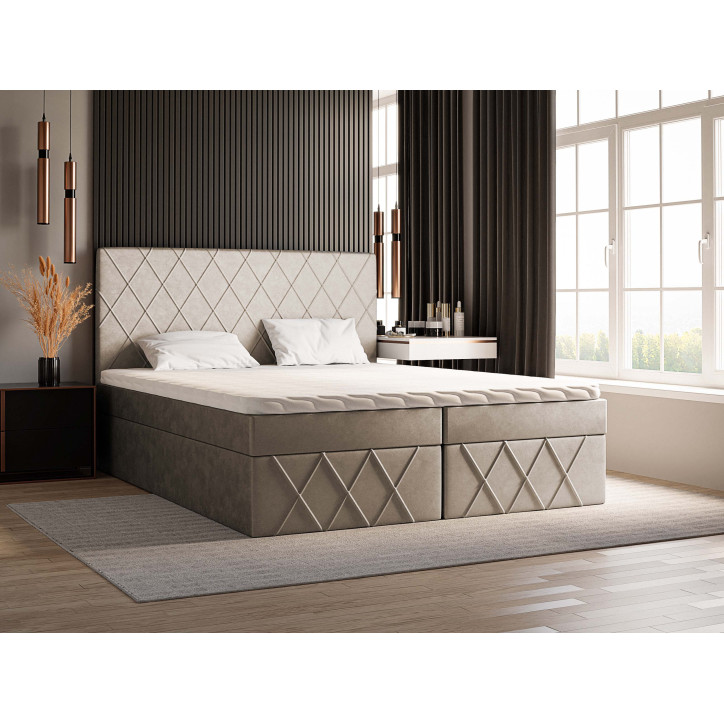 Boxspringbett MOLLY – Modernes Doppelbett mit Bettkasten, Bonellfederkernmatratze und Topper