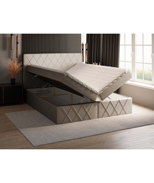 Boxspringbett MOLLY – Doppelbett mit Bettkasten und Bonellfederkernmatratze