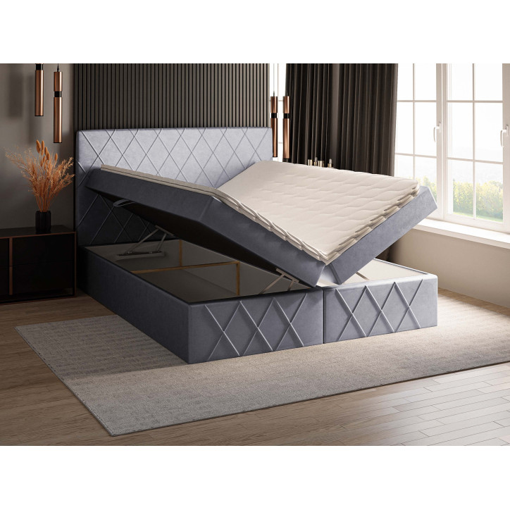 Boxspringbett MOLLY – Doppelbett mit Bettkasten und Bonellfederkernmatratze