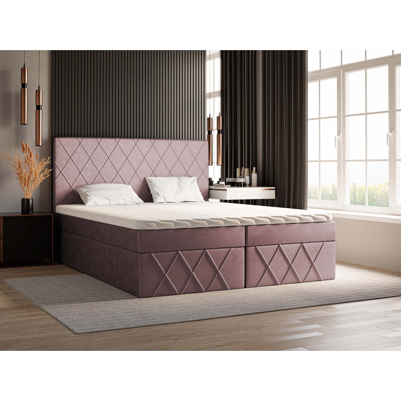 Boxspringbett MOLLY – Doppelbett mit Bettkasten und Bonellfederkernmatratze