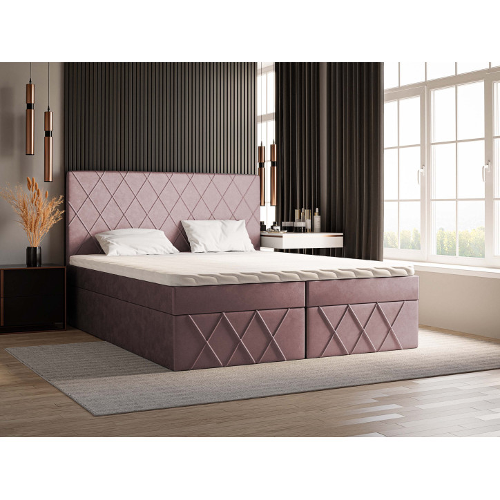 Boxspringbett MOLLY – Doppelbett mit Bettkasten und Bonellfederkernmatratze