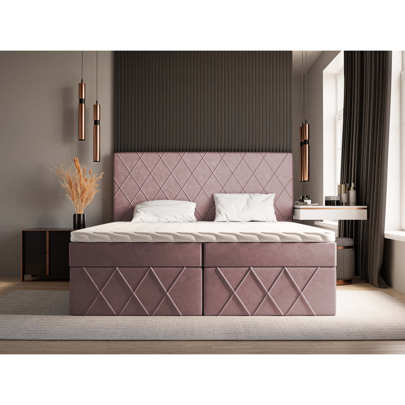 Boxspringbett MOLLY – Doppelbett mit Bettkasten und Bonellfederkernmatratze