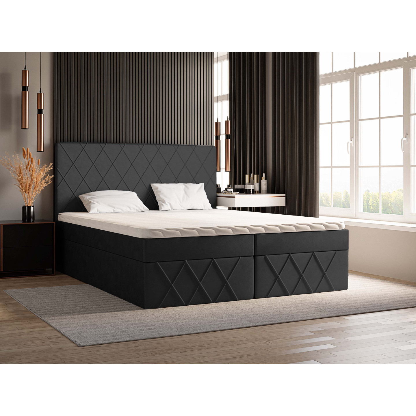 Boxspringbett MOLLY – Doppelbett mit Bettkasten und Bonellfederkernmatratze