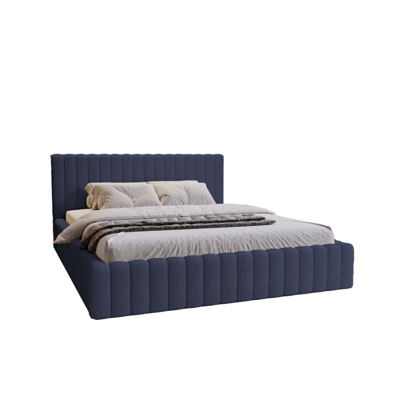 MITIS Polsterbett – Doppelbett mit Bettkasten und Lattenrost aus Boucle-Stoff