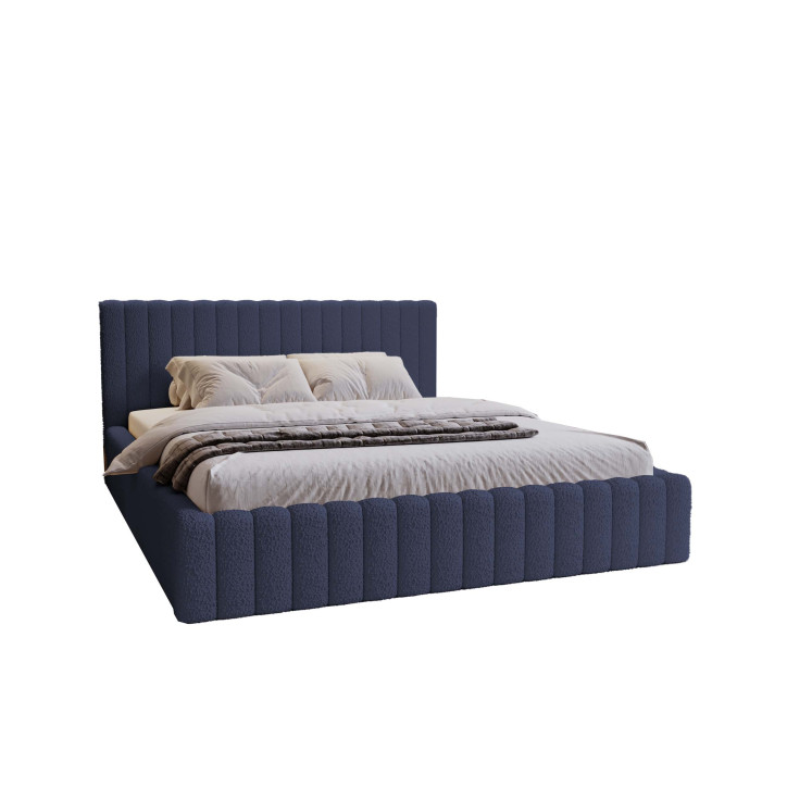 MITIS Polsterbett – Doppelbett mit Bettkasten und Lattenrost aus Boucle-Stoff
