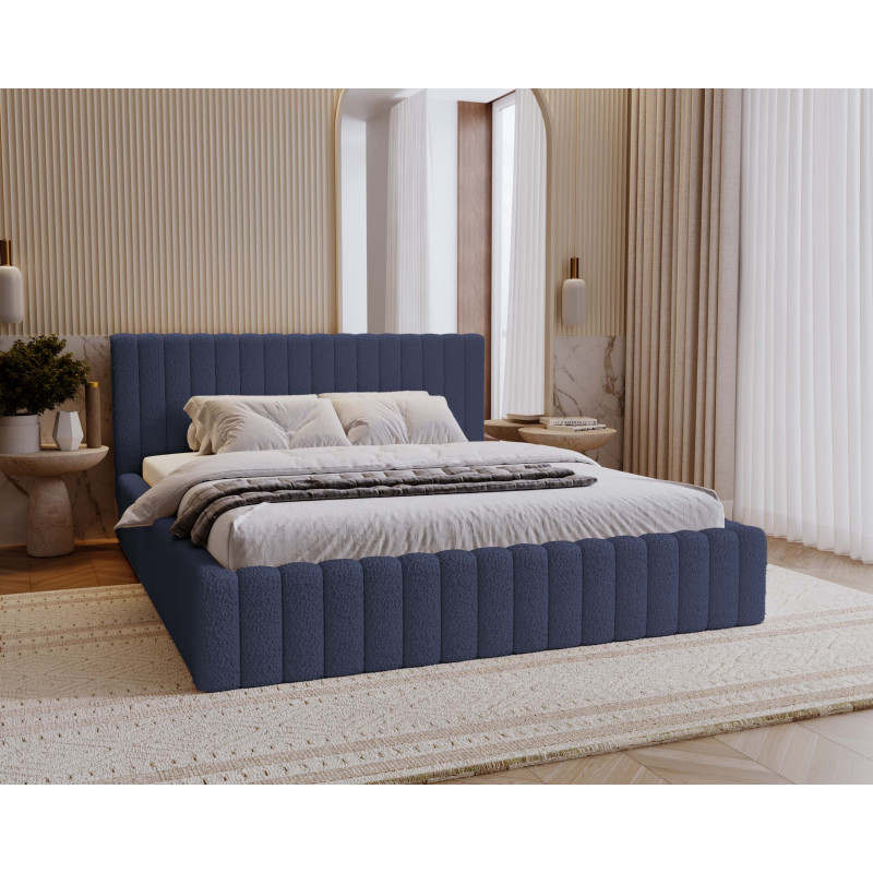 MITIS Polsterbett – Doppelbett mit Bettkasten und Lattenrost aus Boucle-Stoff