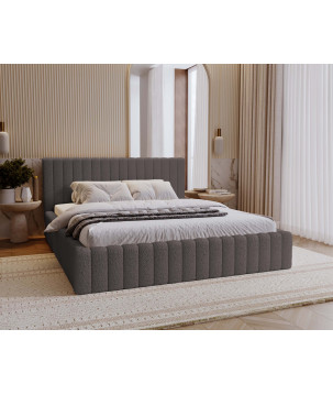 MITIS Polsterbett – Doppelbett mit Bettkasten und Lattenrost aus Boucle-Stoff