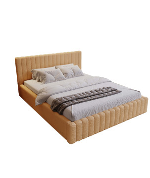 MITIS Polsterbett – Doppelbett mit Bettkasten und Lattenrost aus Boucle-Stoff