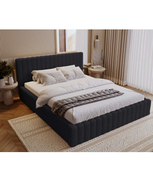 MITIS Polsterbett – Doppelbett mit Bettkasten und Lattenrost aus Boucle-Stoff