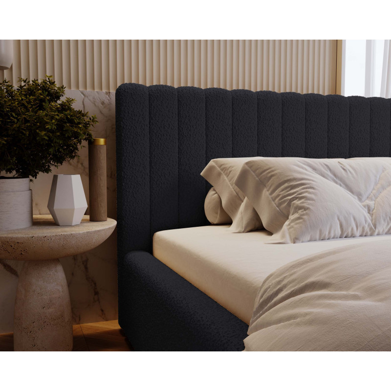 MITIS Polsterbett – Doppelbett mit Bettkasten und Lattenrost aus Boucle-Stoff
