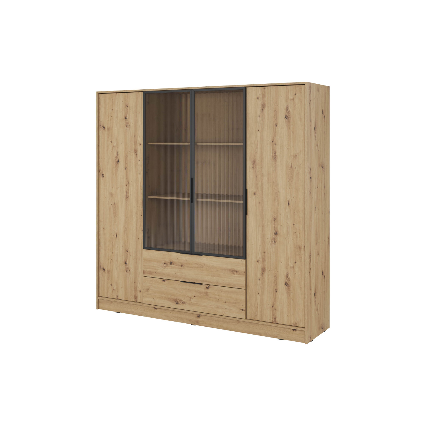 Kleiderschrank NADI – Moderner Stauraumschrank mit Glastüren und Regalsystem