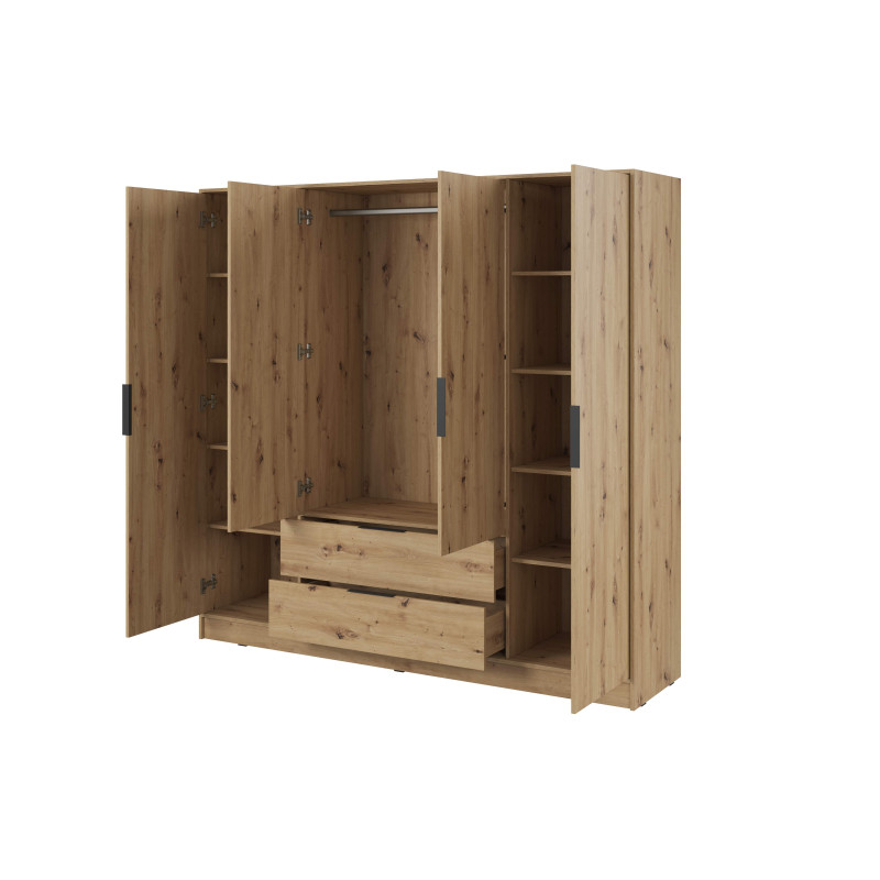 Kleiderschrank NADI – Moderner Stauraumschrank mit Glastüren und Regalsystem