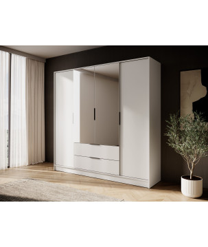Kleiderschrank NADI – Moderner Stauraumschrank mit Glastüren und Regalsystem