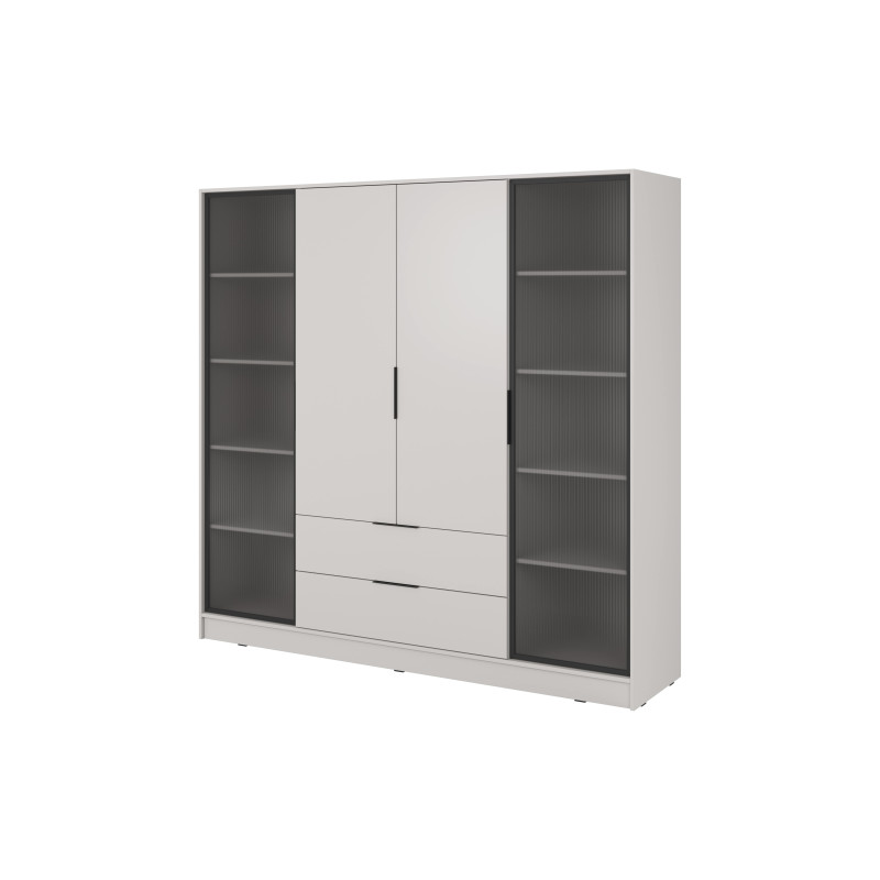 Kleiderschrank NADI – Moderner Stauraumschrank mit Glastüren und Regalsystem