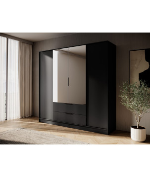 Kleiderschrank NADI – Moderner Stauraumschrank mit Glastüren und Regalsystem