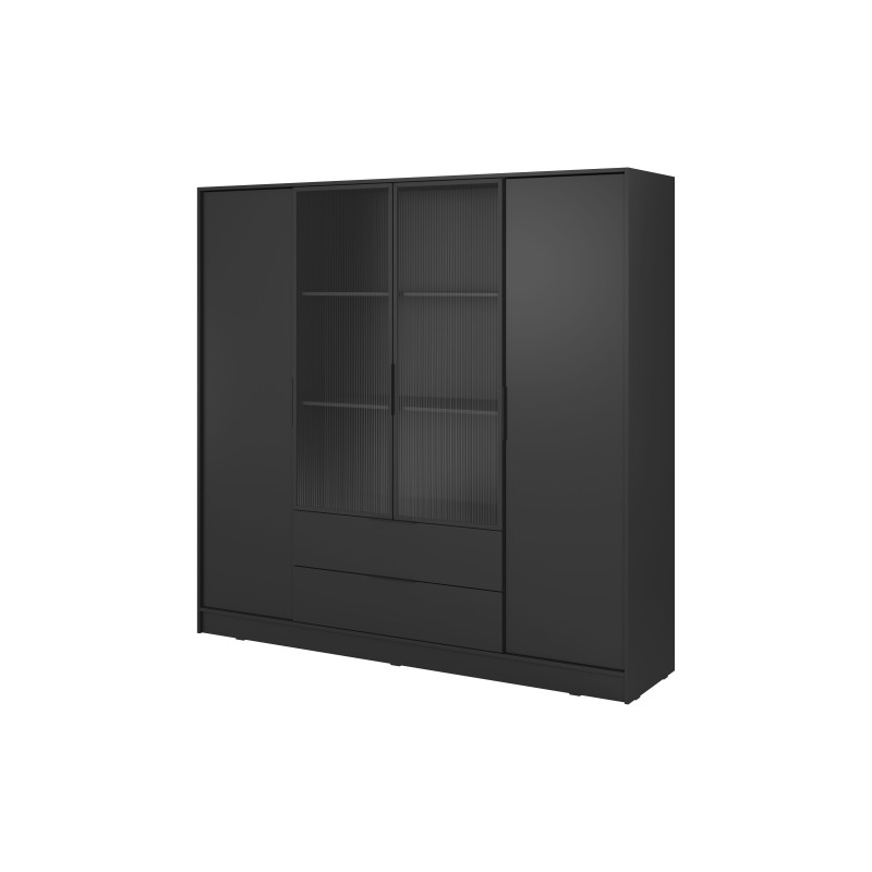 Kleiderschrank NADI – Moderner Stauraumschrank mit Glastüren und Regalsystem