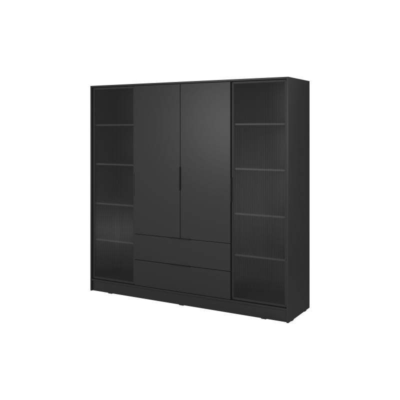 Kleiderschrank NADI – Moderner Stauraumschrank mit Glastüren und Regalsystem
