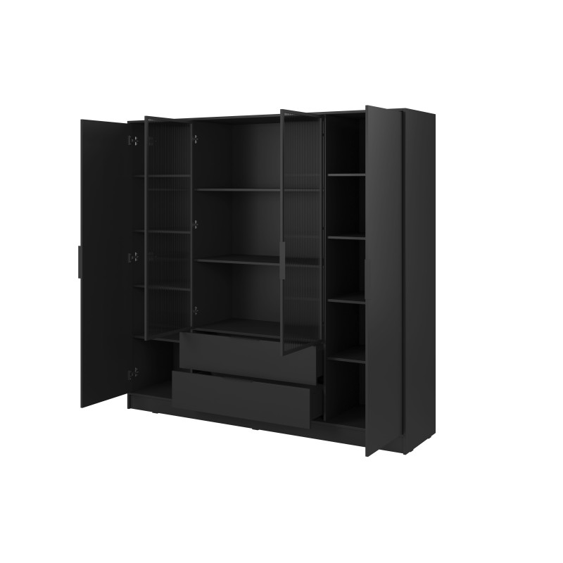 Kleiderschrank NADI – Moderner Stauraumschrank mit Glastüren und Regalsystem