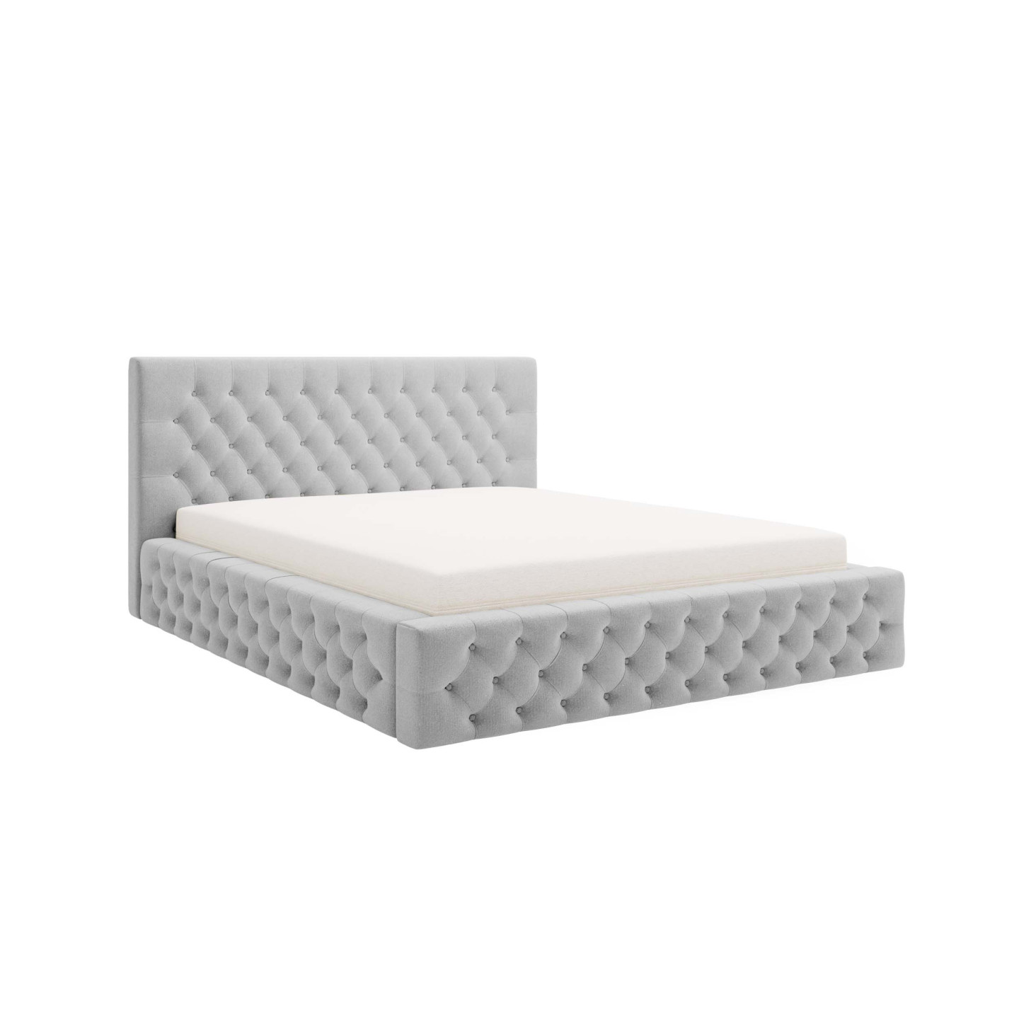 Chester Polsterbett – Doppelbett im Chesterfield-Stil mit Bettkasten