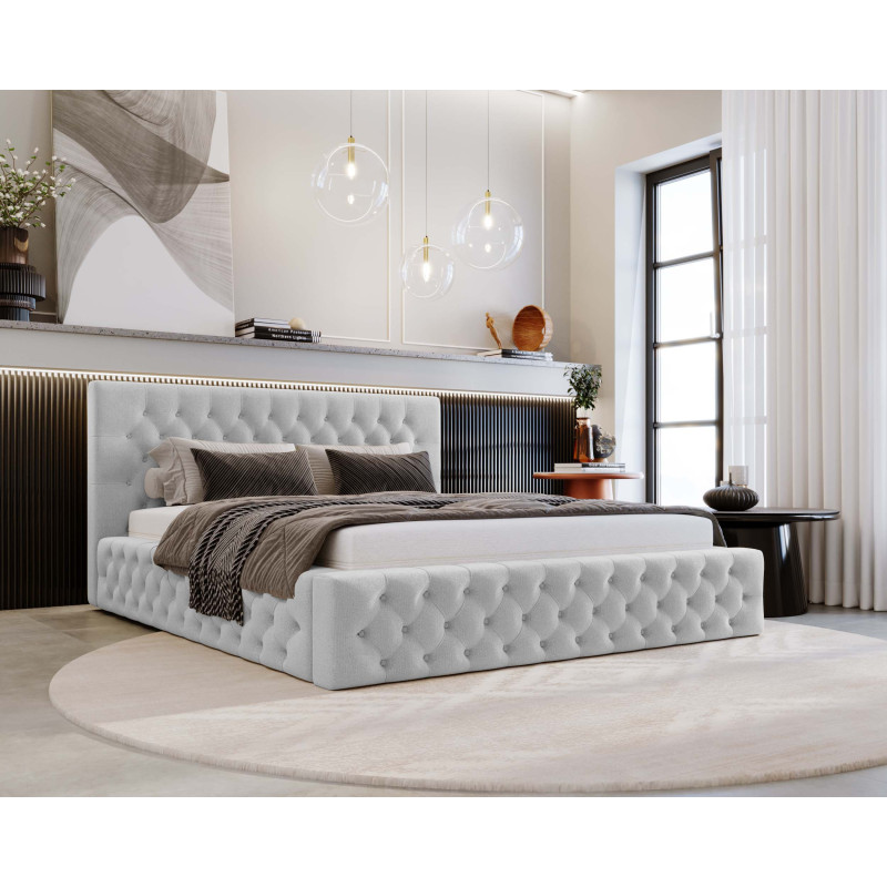 Chester Polsterbett – Doppelbett im Chesterfield-Stil mit Bettkasten