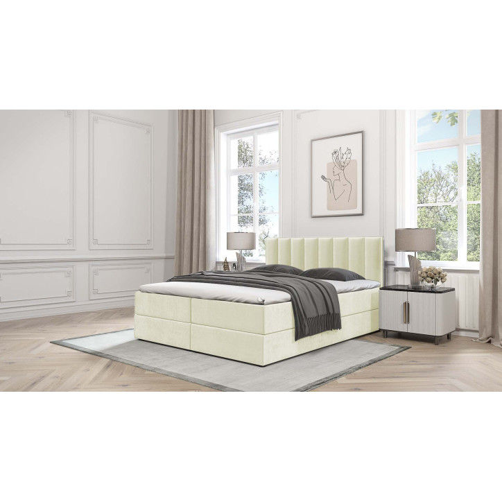 Boxspringbett Grande – Luxuriöses Doppelbett mit Bettkasten, Topper und Samtbezug