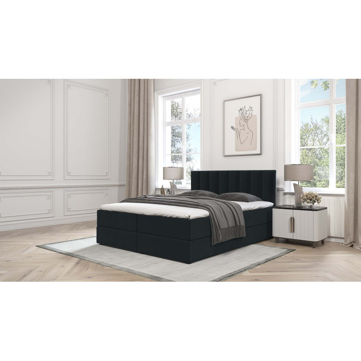 Boxspringbett Grande – Luxuriöses Doppelbett mit Bettkasten, Topper und Samtbezug