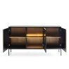 Callagher 153 cm Kommode mit LED-Beleuchtung – Schwarz und Eiche Wotan
