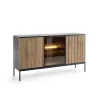 Callagher 153 cm Kommode mit LED-Beleuchtung – Schwarz und Eiche Wotan