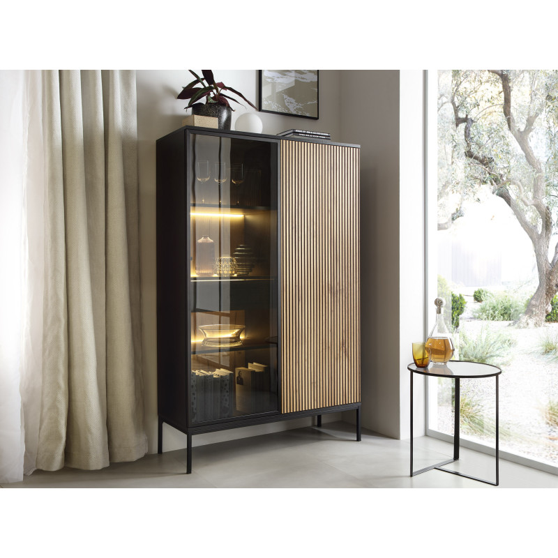 Callagher Vitrine – Glasvitrine mit LED-Beleuchtung in Graphit