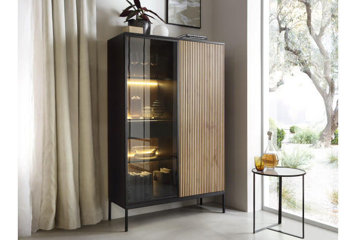 Callagher Vitrine – Glasvitrine mit LED-Beleuchtung in Graphit