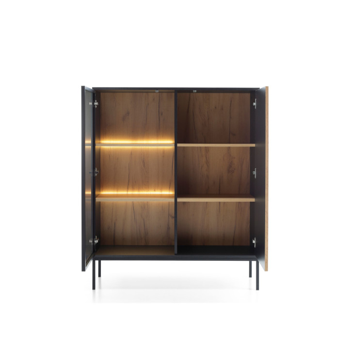 Callagher Highboard ST104 – Modernes Highboard mit LED-Beleuchtung in Schwarz&Wotan Eiche