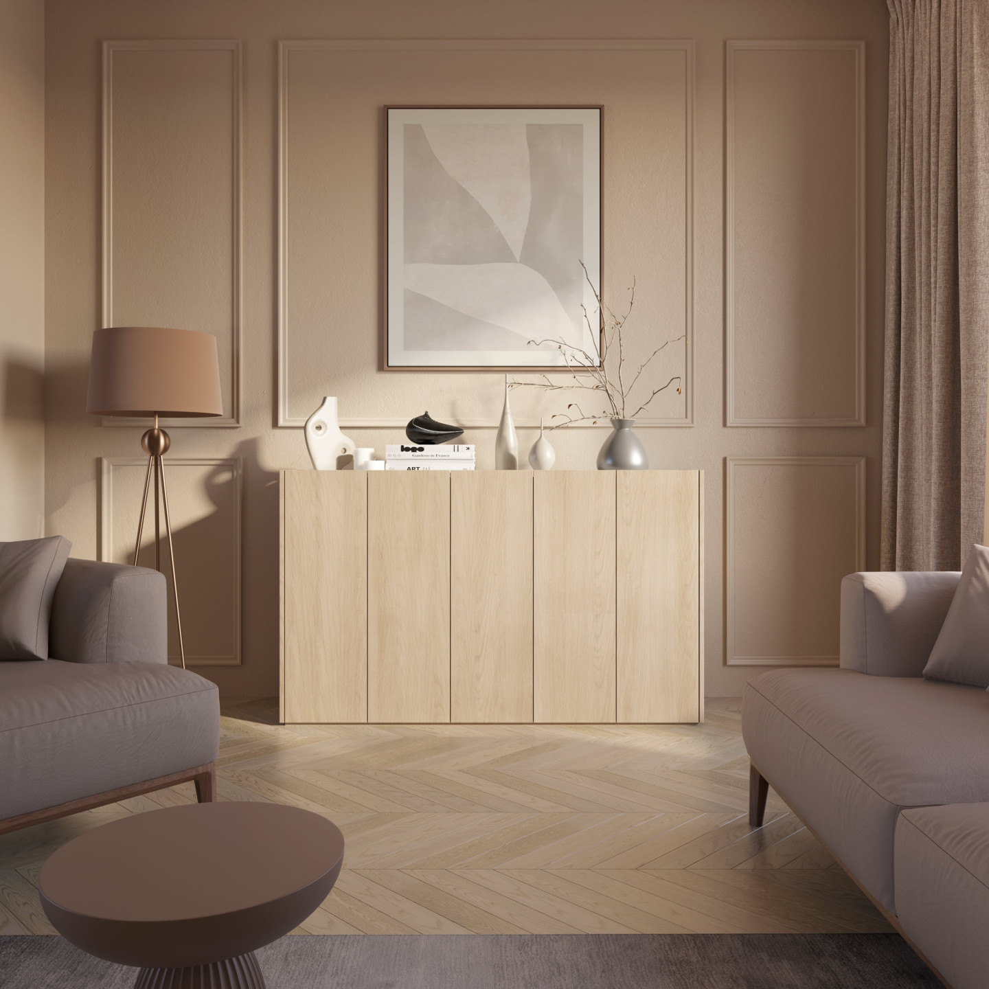 EASY EA-01 - Kommode Weiß Hochglanz mit LED - Wohnzimmer & Flur