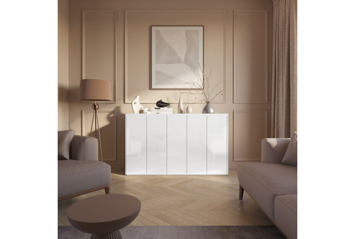 EASY EA-01 - Kommode Weiß Hochglanz mit LED - Wohnzimmer & Flur