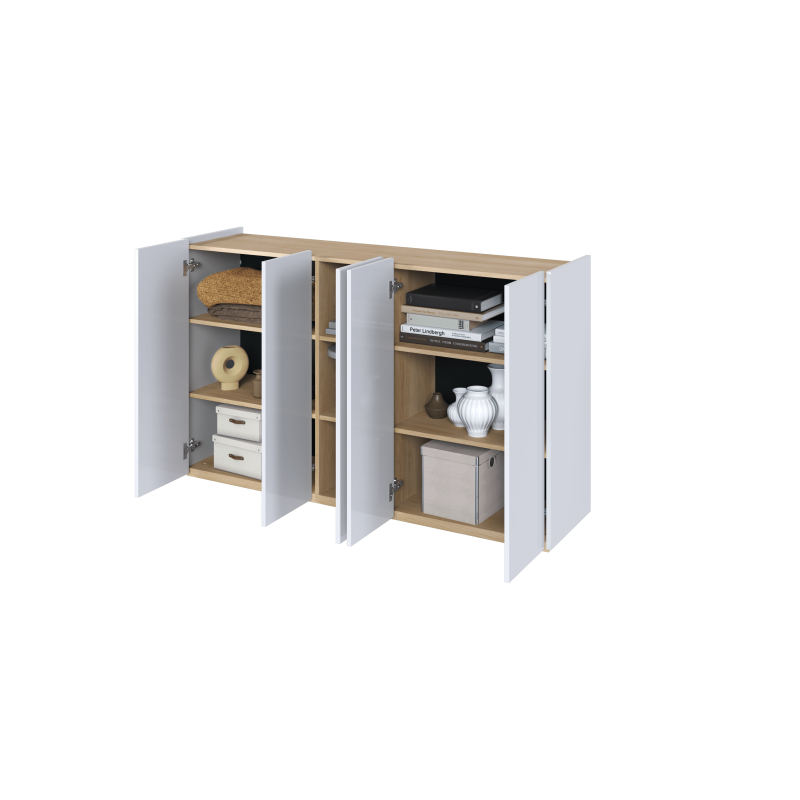 EASY EA-01 - Kommode Weiß Hochglanz mit LED - Wohnzimmer & Flur