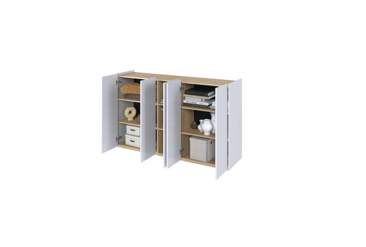 EASY EA-01 - Kommode Weiß Hochglanz mit LED - Wohnzimmer & Flur