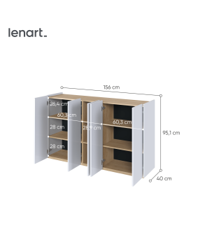 EASY EA-01 - Kommode Weiß Hochglanz mit LED - Wohnzimmer & Flur