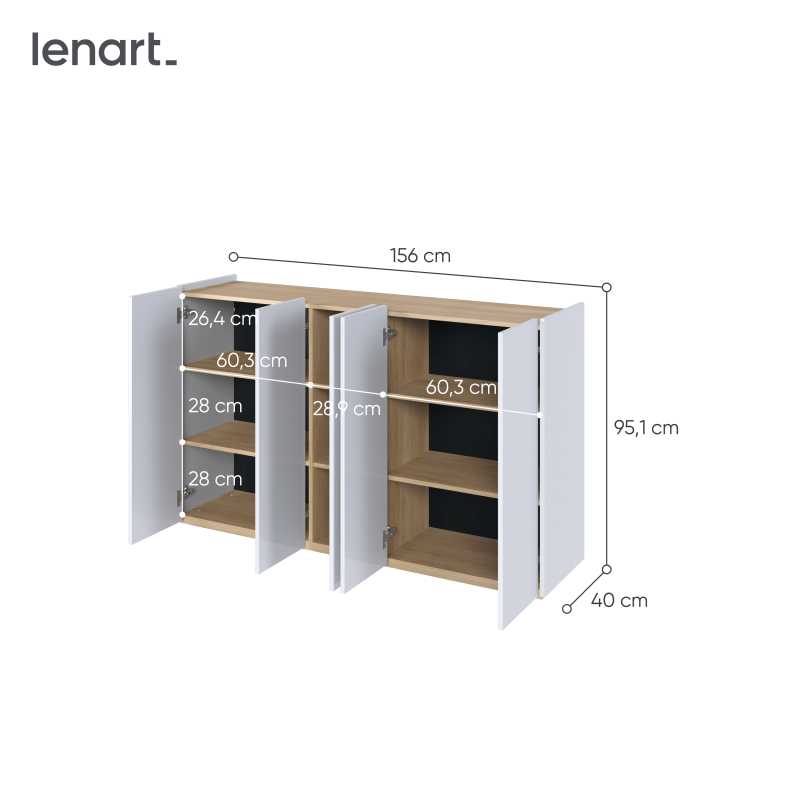 EASY EA-01 - Kommode Weiß Hochglanz mit LED - Wohnzimmer & Flur
