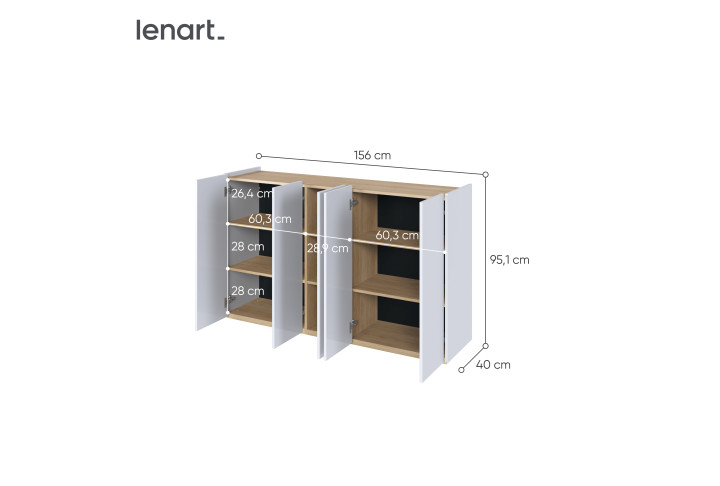 EASY EA-01 - Kommode Weiß Hochglanz mit LED - Wohnzimmer & Flur