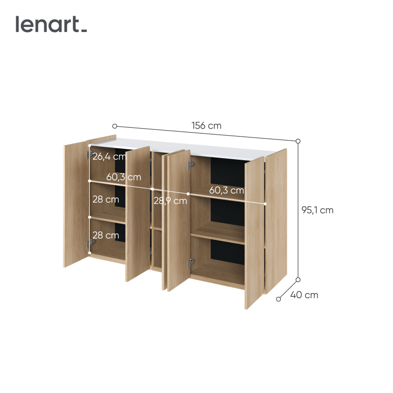 EASY EA-01 - Kommode Weiß Hochglanz mit LED - Wohnzimmer & Flur