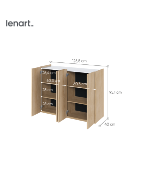 EASY EA-02 - Kommode Weiß Hochglanz mit LED - Wohnzimmer & Flur