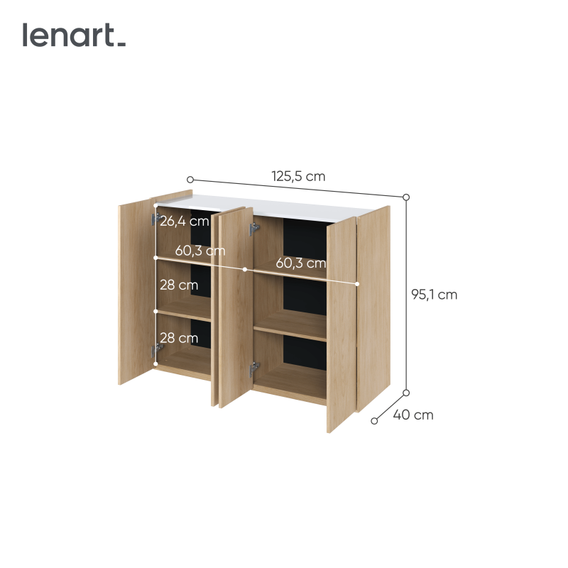 EASY EA-02 - Kommode Weiß Hochglanz mit LED - Wohnzimmer & Flur