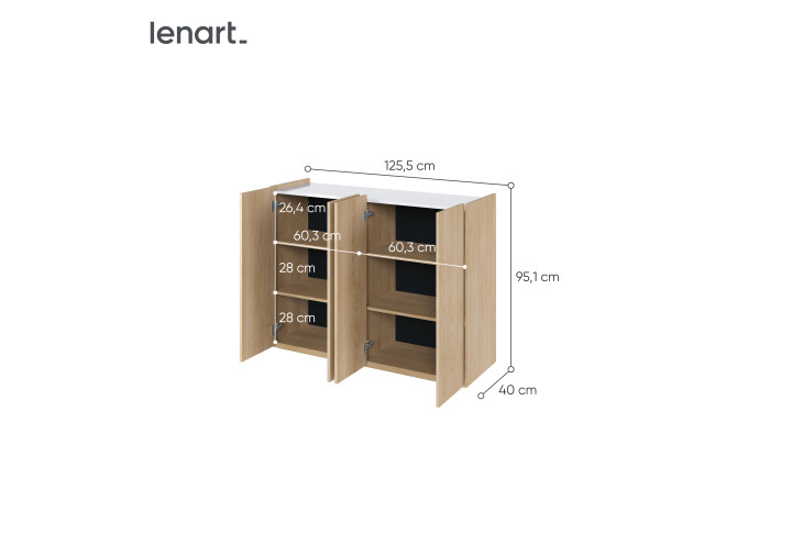 EASY EA-02 - Kommode Weiß Hochglanz mit LED - Wohnzimmer & Flur