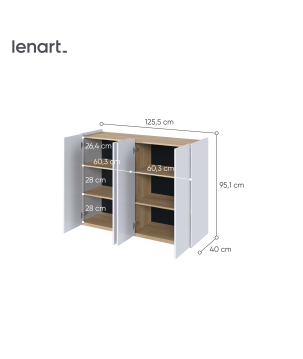 EASY EA-02 - Kommode Weiß Hochglanz mit LED - Wohnzimmer & Flur