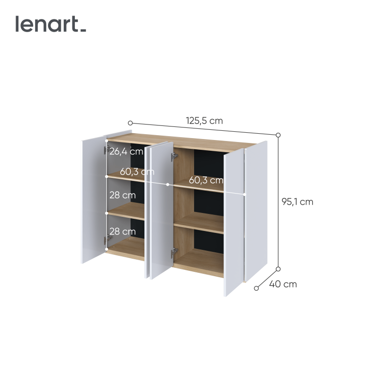 EASY EA-02 - Kommode Weiß Hochglanz mit LED - Wohnzimmer & Flur
