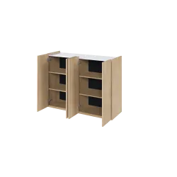 EASY EA-02 - Kommode Weiß Hochglanz mit LED - Wohnzimmer & Flur