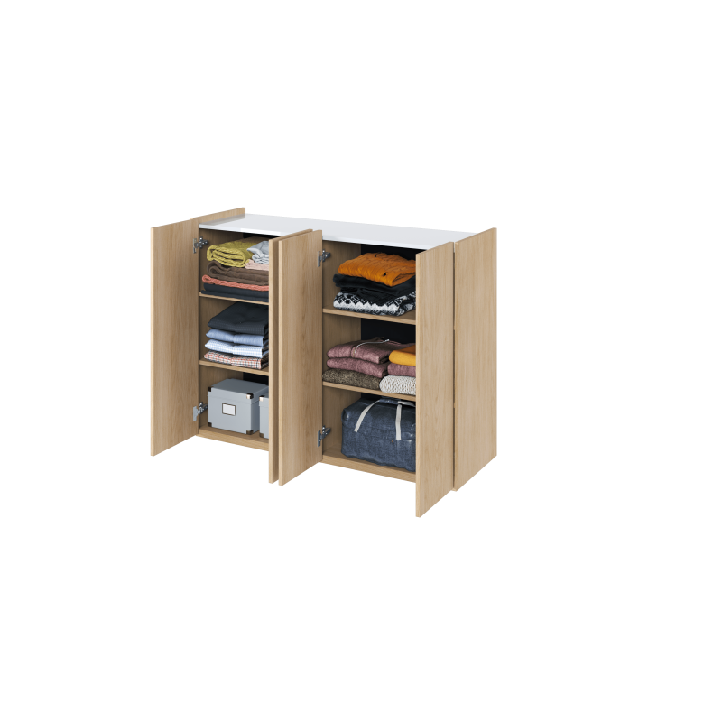 EASY EA-02 - Kommode Weiß Hochglanz mit LED - Wohnzimmer & Flur
