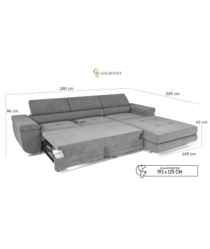 VENUS TWIN - Modernes Ecksofa mit Schlaffunktion und Bettkasten